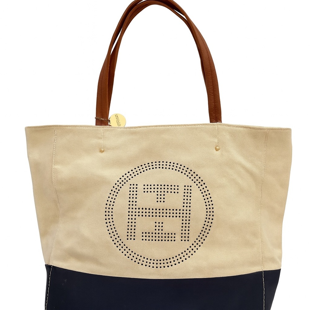 Tommy Hilfiger Canvas & Vinyl Tote Bag Travel Bag Tommy Hilfiger Bag gold charm - Picture 2 of 16